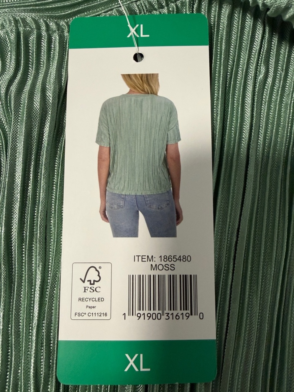 Marc New York Pleated Short-Sleeve Top in Moss Green SZXL - Picture 5 of 16